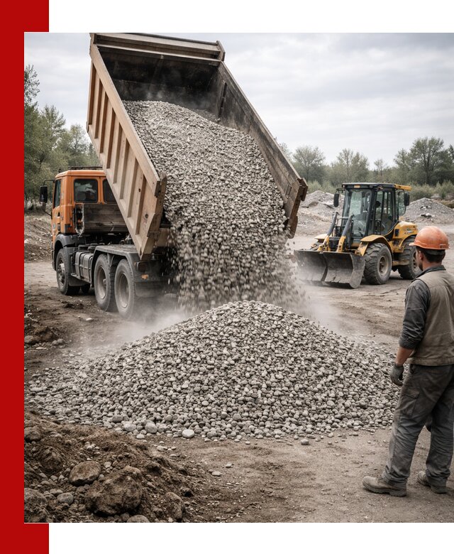 Доставка щебня в Биробиджане крупными и мелкими фракциями