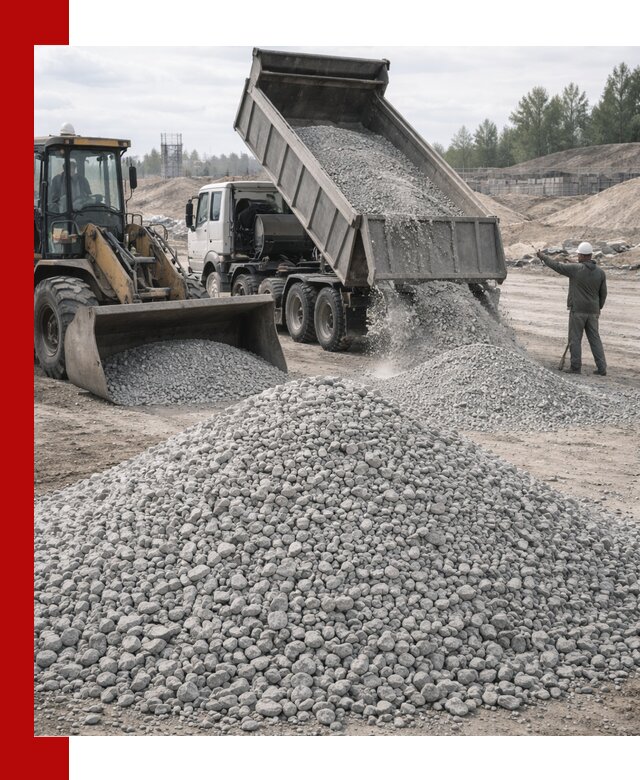 Доставка известнякового щебня фр. 5–20 в Биробиджане