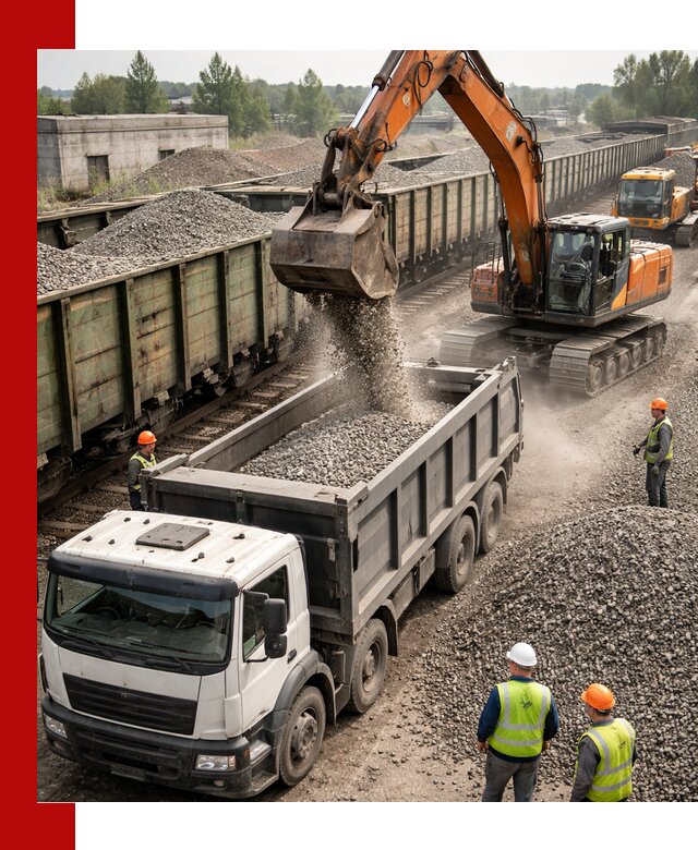 Железнодорожный щебень фракция 25–60 для поставок в Биробиджане