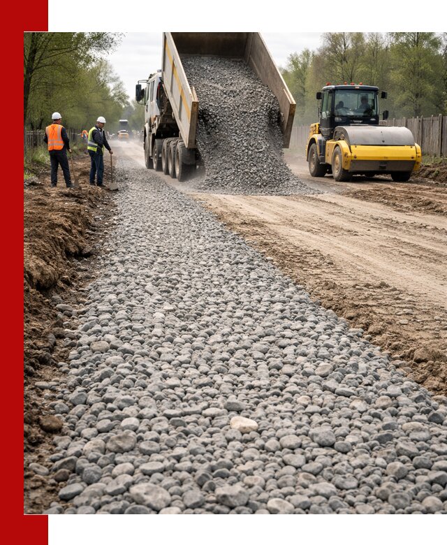 Доставка щебня для отсыпки дорог в Биробиджане высокого качества