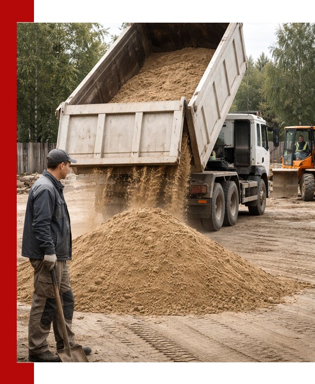 Доставка и продажа песка с разгрузкой в Биробиджане