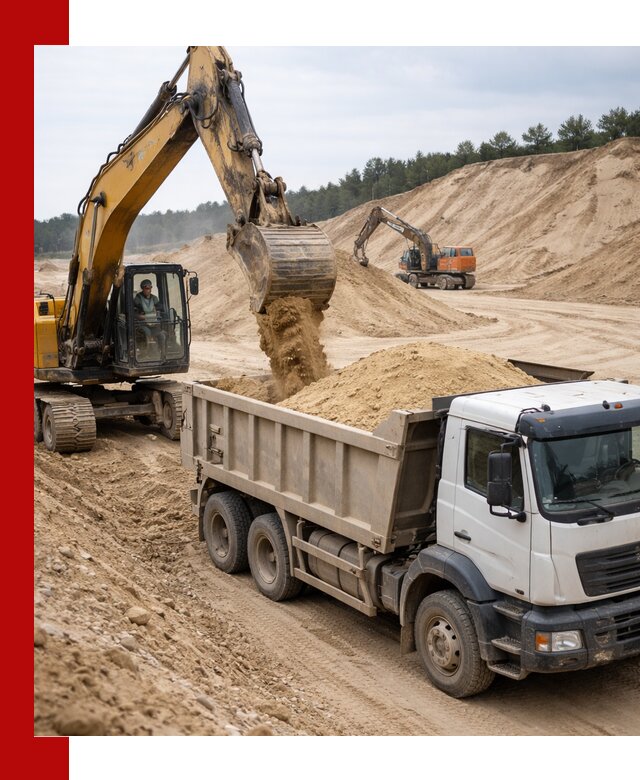 Доставка карьерного песка с самосвалами и разгрузкой в Биробиджане