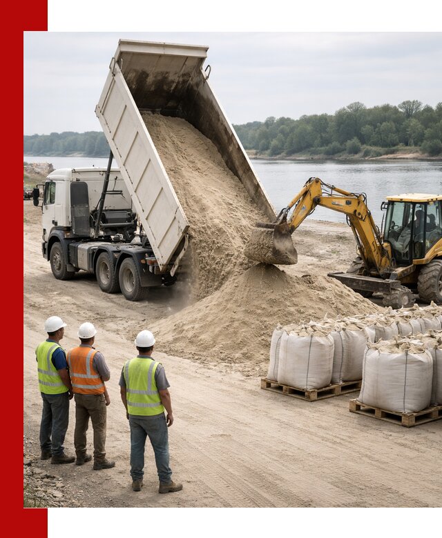 Доставка речного песка в Биробиджане самосвалами и погрузкой
