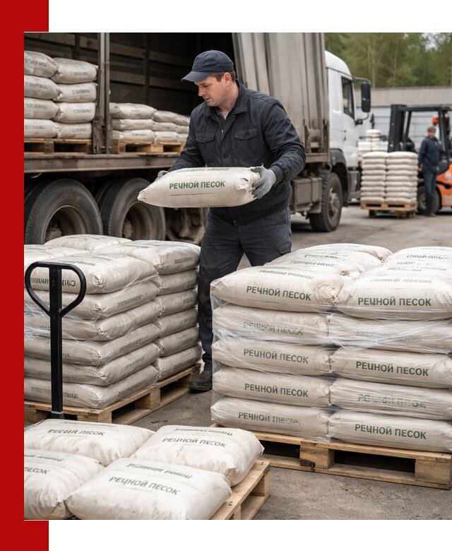 Речной песок в мешках с доставкой в Биробиджане