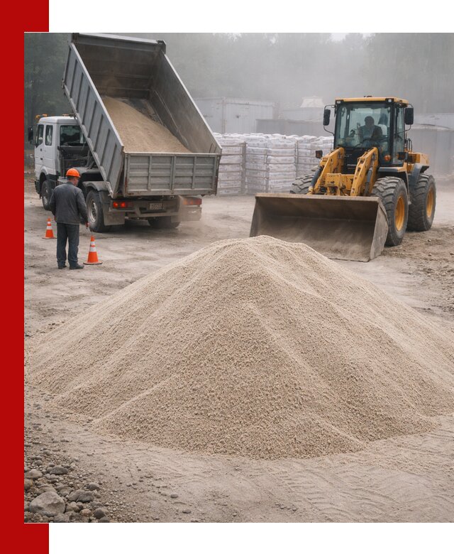 Кварцевый песок фракция 0–8 для стройработ в Биробиджане