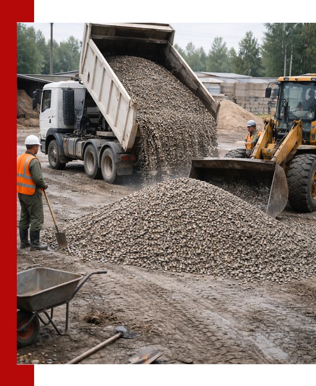 Мытый гравий с доставкой в Биробиджане от карьера до участка