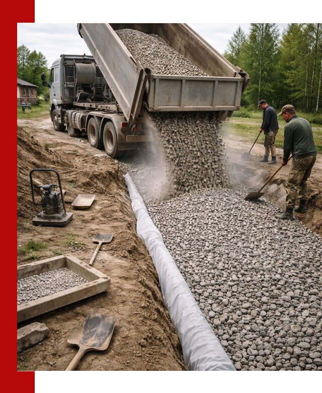 Гравий для дренажа с доставкой в Биробиджане качественный и недорогой