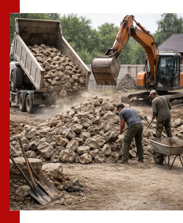 Доставка и разгрузка бутового камня в Биробиджане