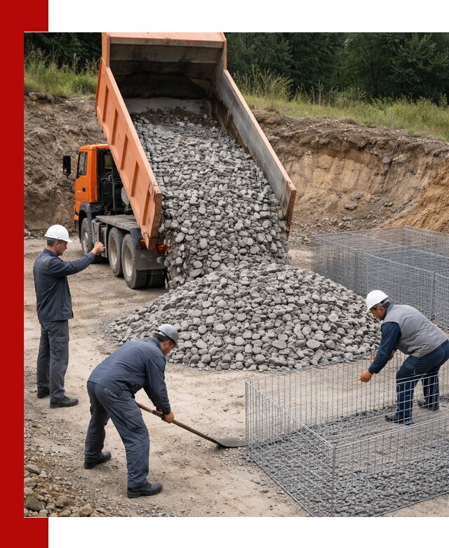 Камень для габионов с доставкой в Биробиджане быстро и надёжно