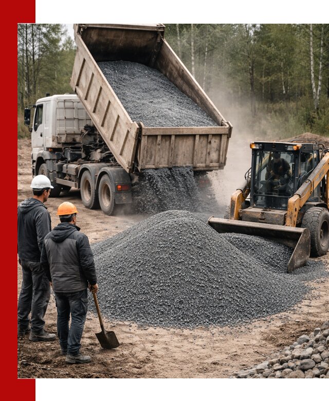 Гранитный отсев 0-5 с доставкой и разгрузкой в Биробиджане