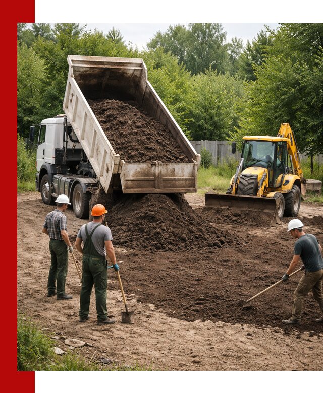 Доставка и укладка грунта для выравнивания участка в Биробиджане