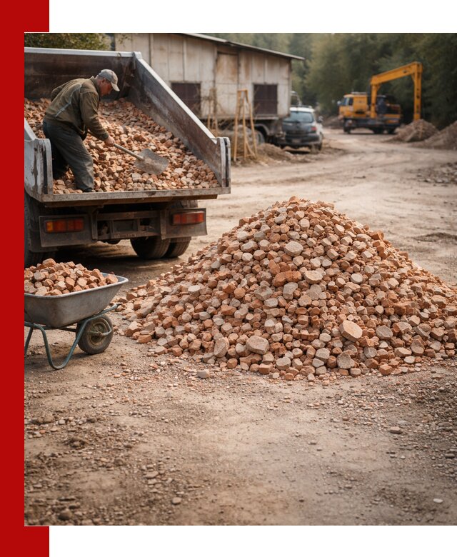 Доставка и подушка из боя кирпича с разгрузкой в Биробиджане