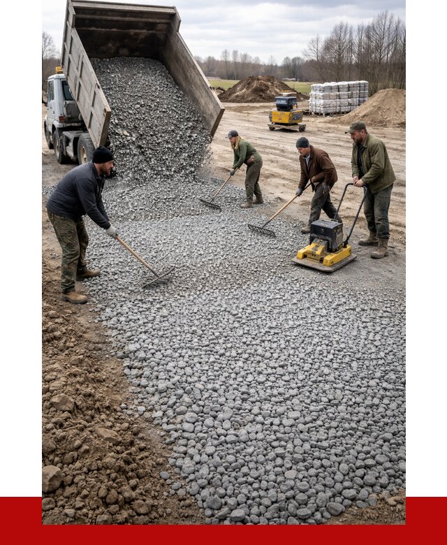 Устройство щебеночной подушки в Биробиджане от 4562 р. ПРОНЕРУДБрб